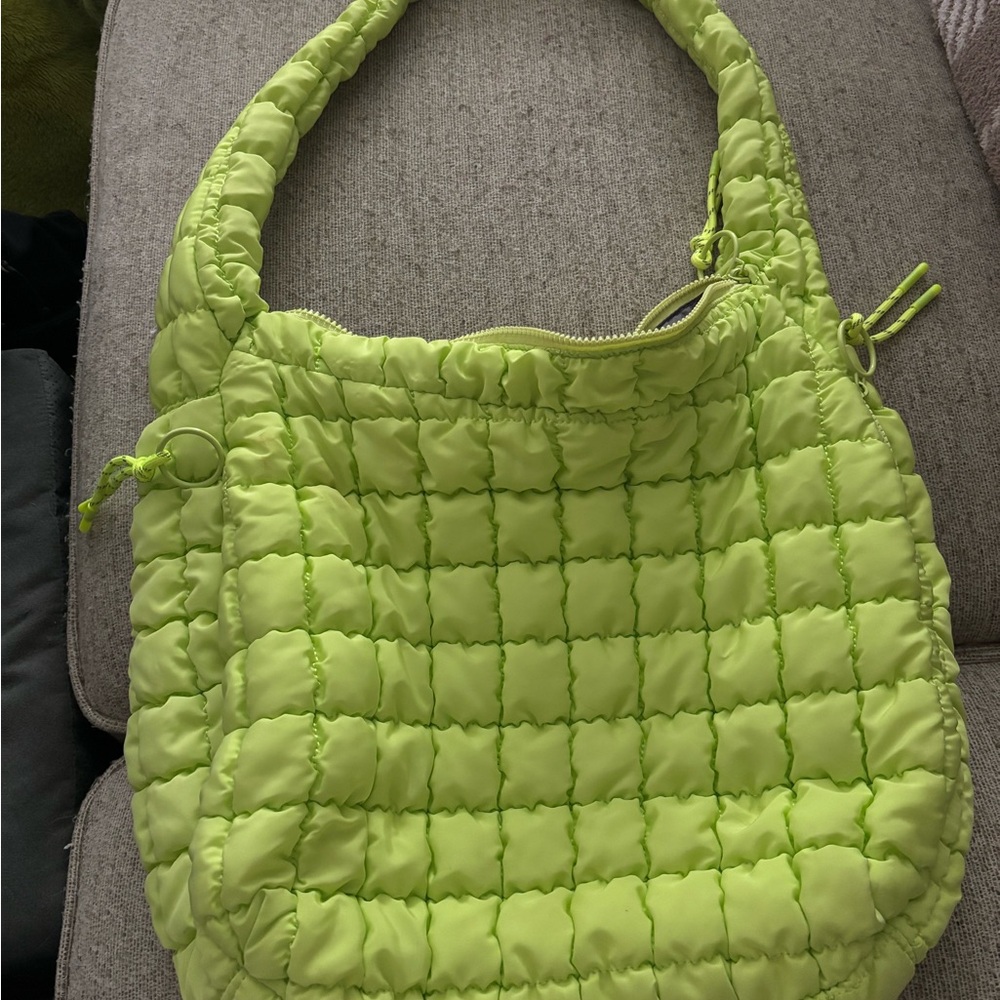 Lime Quilted Shoulder Bag